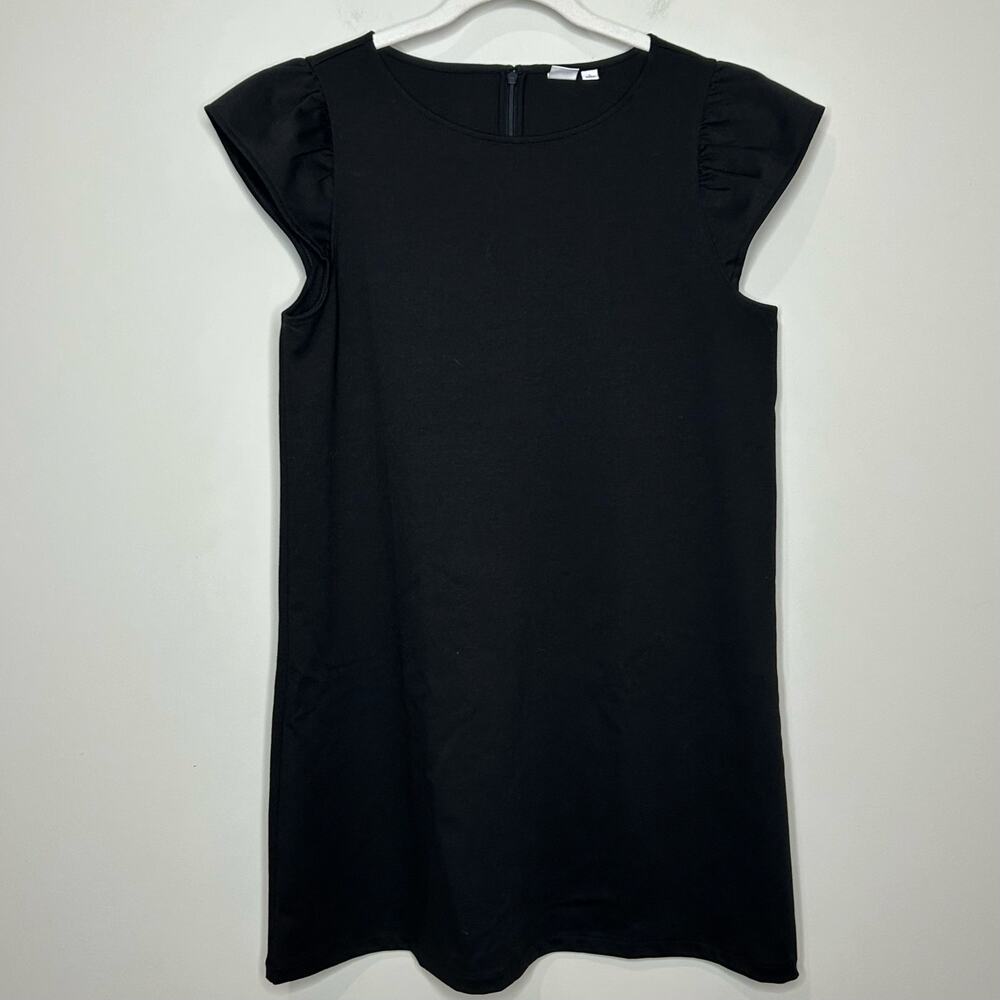GAP Black Stretchy Dress Size L Cap Sleeves Back Zipper Little Black Dress
